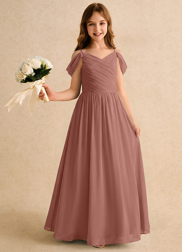 Azazie Chelo Girls Formal Flower Girl Dresses Cedar Rose A-Line Pleated Chiffon Dress image1
