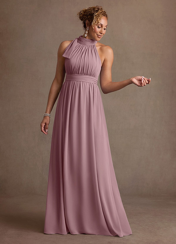 Azazie Antoinette Mother of the Brides Dresses Dusty Rose A-Line Pleated Chiffon Dress image1