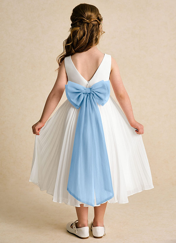 Azazie Margot Flower Girl Dresses Ivory Powder Blue A-Line Pleated Chiffon Dress image1