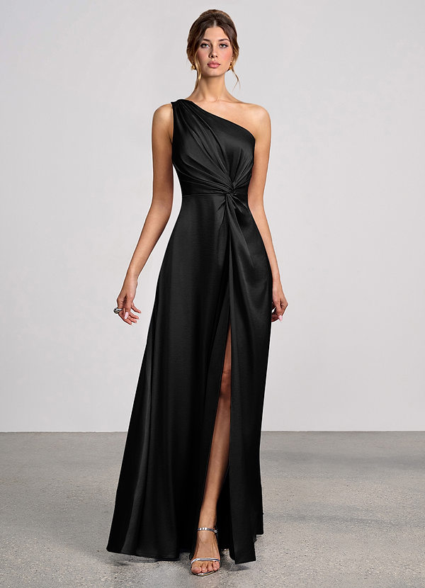 Eulalie Black Luminous Satin Maxi Dress image1