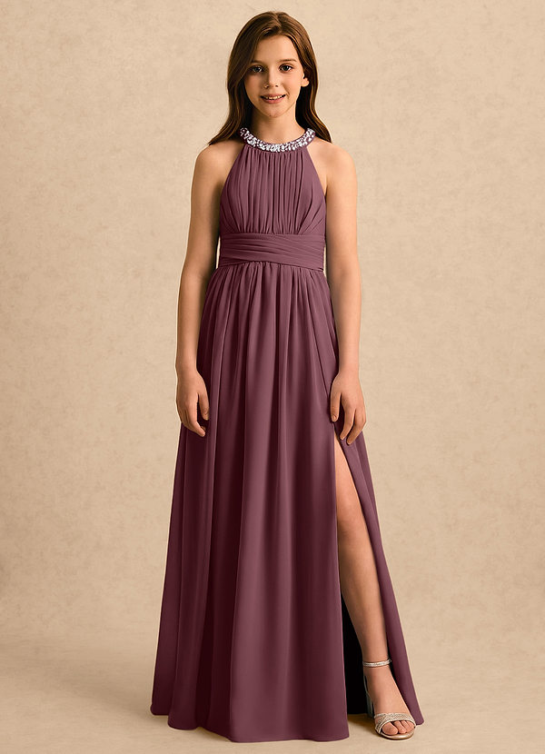 Azazie Aria Girls Formal Blommflicksklänningar Klänning A-Line i Chiffong Plisserad image1