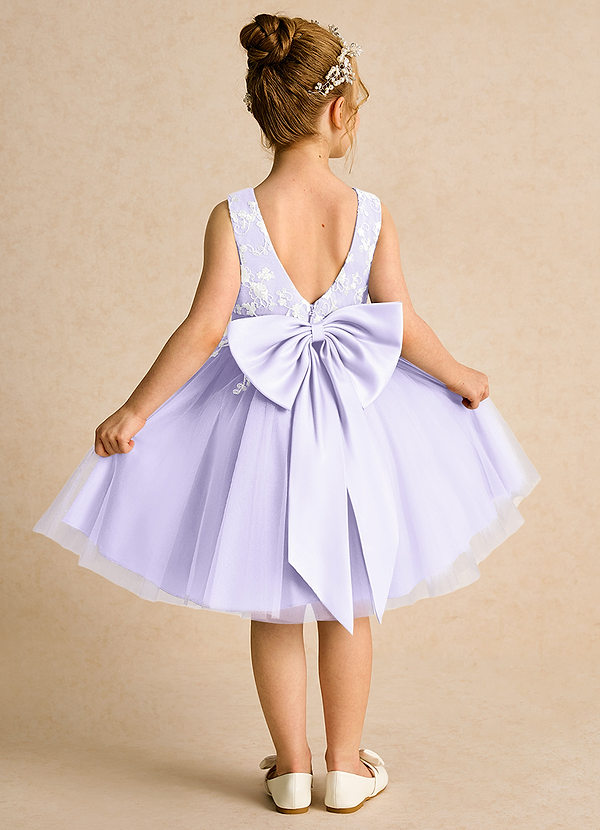 Azazie Butterfly Flower Girl Dresses Lilac A-Line Lace Dress image1