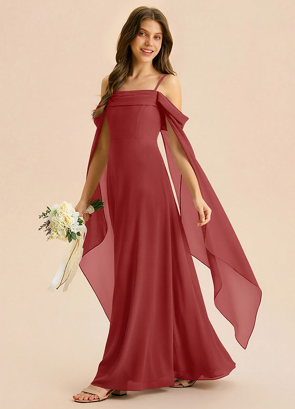 Azazie Moana Junior Rust A-Line Pleated Chiffon Dress image1
