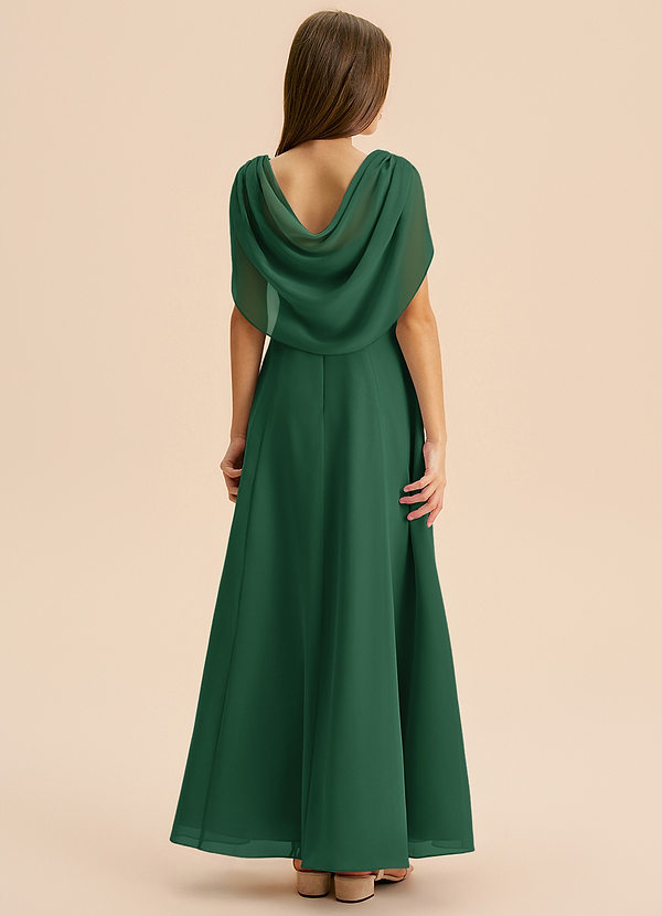Azazie Lambie Junior Vestido de Verde Oscuro de Gasa de Corte en A con Plisado image1