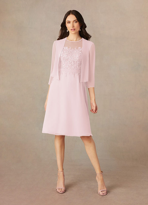 Azazie Klaus Mother of the Brides Dresses Blushing Pink A-Line Scoop Sequins Chiffon Dress image1