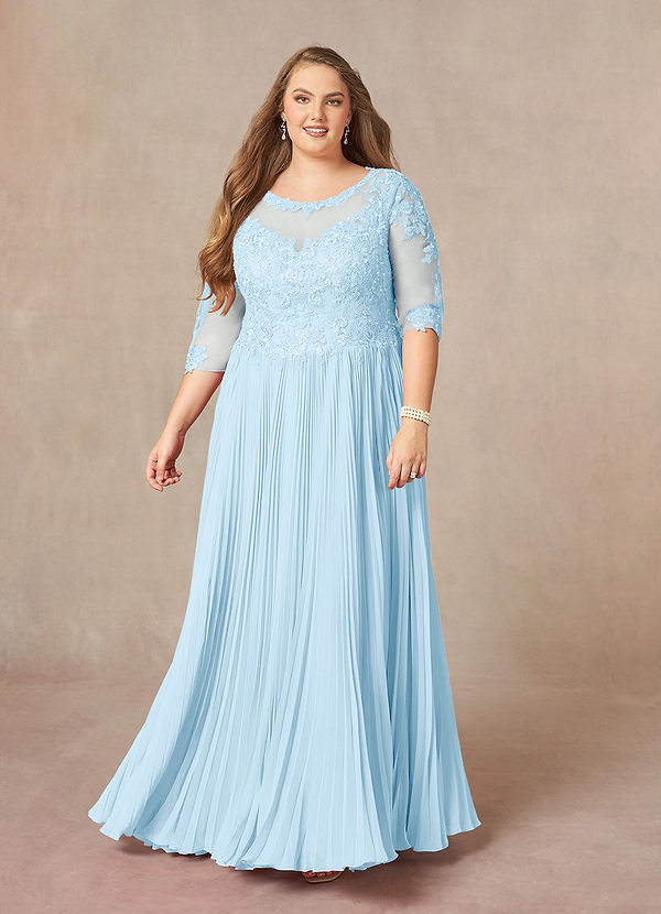 Azazie Corinne Mother of the Brides Dresses Sky Blue A-Line Sequins Chiffon Dress image1