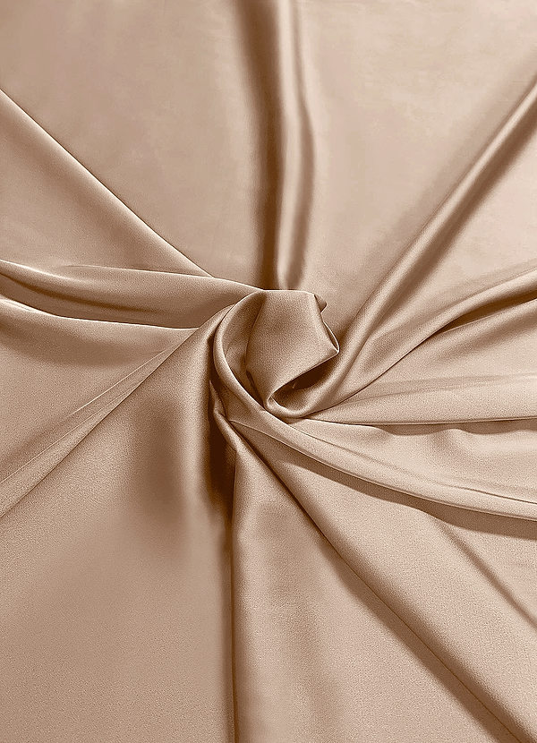front Azazie Taupe Stretch Satin Fabric By the Yard