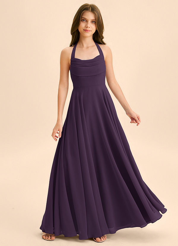 Azazie Kady Junior Plum A-Line Sweetheart Neckline Chiffon Dress image1