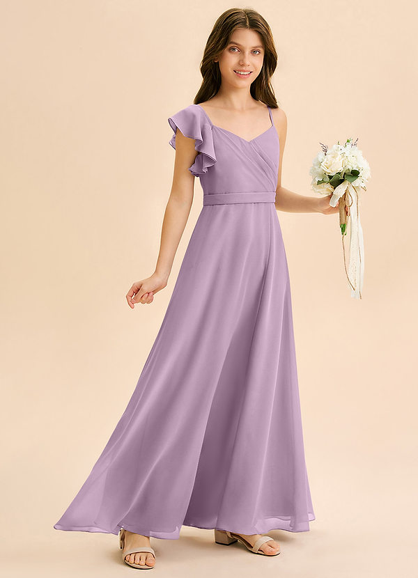 Azazie Kelsea Junior Jurk van Chiffon met A-Lijn Ruches Blauweregen image1