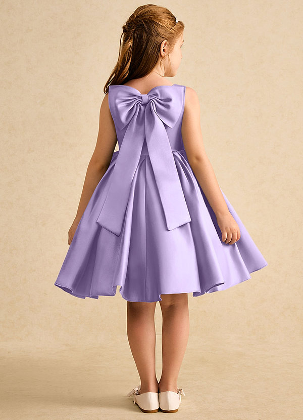 Azazie Jessie Vestidos de Niña de Flores Vestido de Lila de Satin Mate de Corte En A con Lazo image1