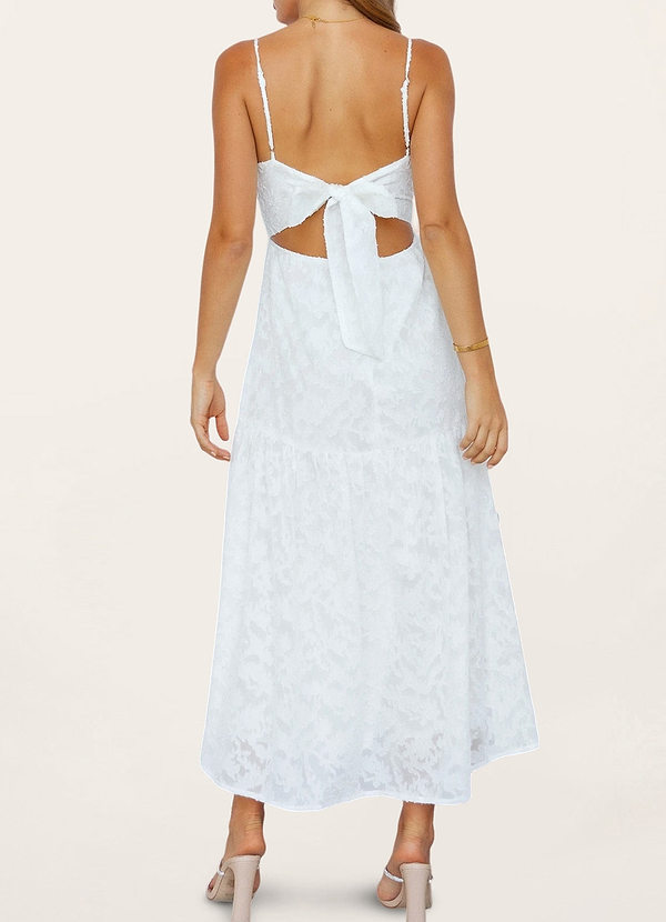 back Entrée de rêve Blanc Robe mi-longue fleurie sans manches à motif dévoré