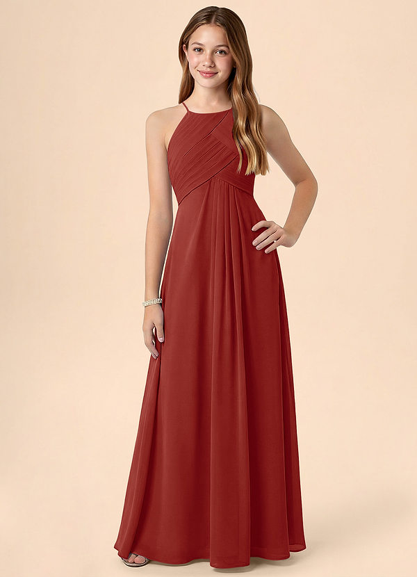 Azazie Ginny Junior Klä av A-Line i Chiffong Plisserad image1