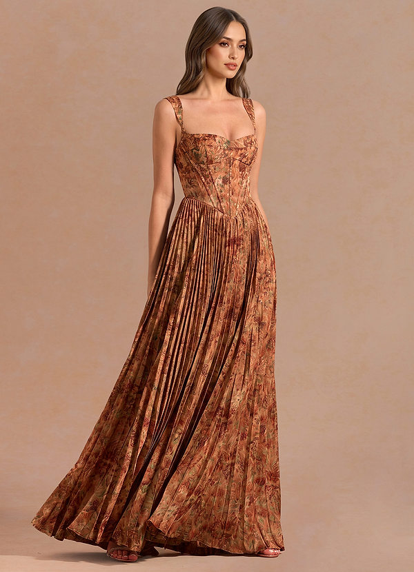 Nephele Orange Floral Maxi Dress image1