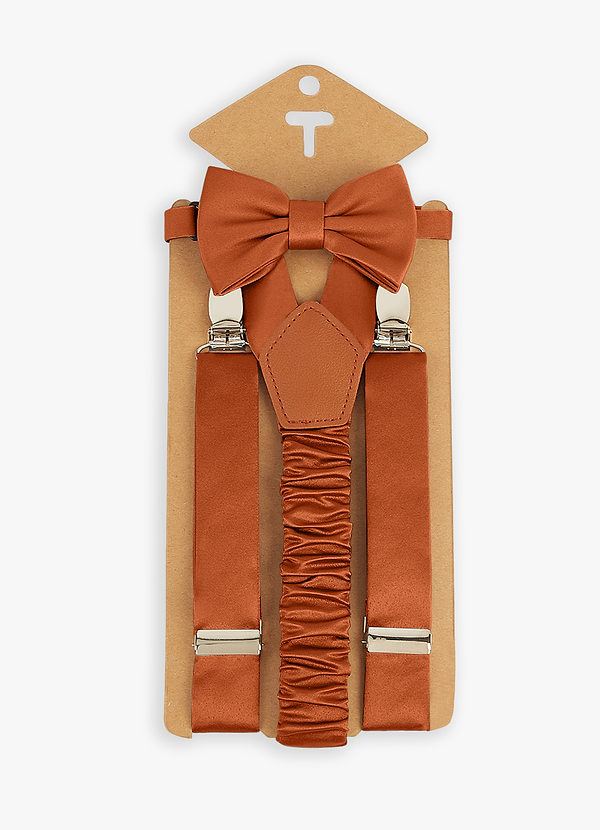 front Bijpassende set van matte satijnen strik en jarretels voor jongens