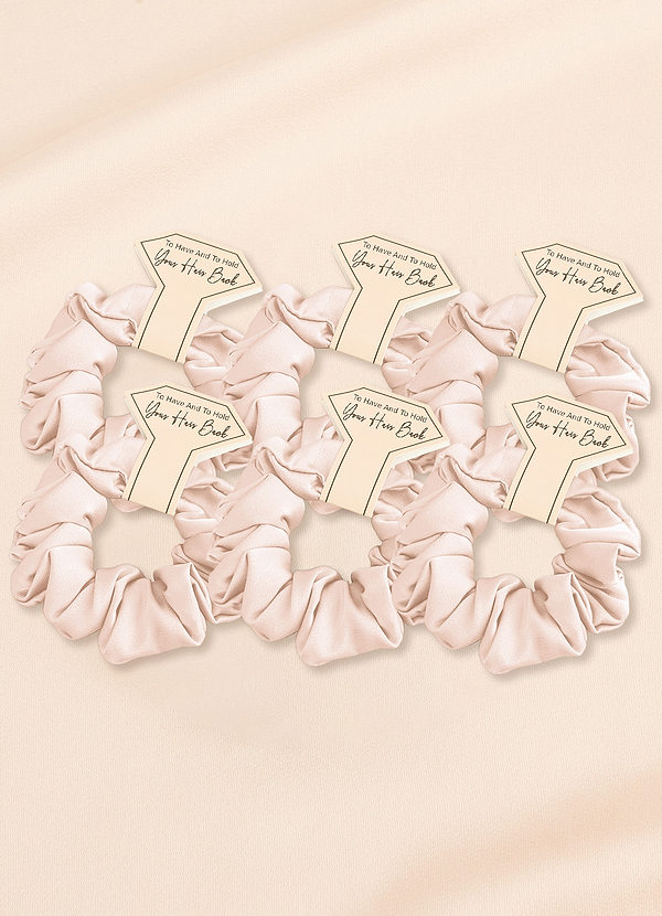 front Matching Color Six-Piece Bridesmaid Stretch Satin Regular Size Scrunchie Set