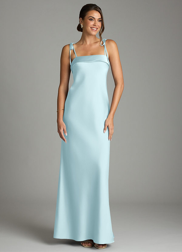 Ellia Bridesmaid Dresses Cloud Blue Sheath Bow Stretch Satin Dress image1