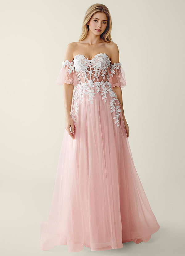 Luname Rosetón Vestido de fiesta de tul con encaje y flores 3D image1