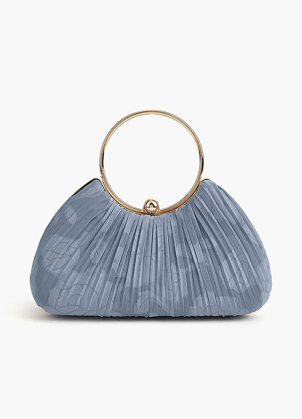 front Matching Color Floral Burnout Pleated Handbag