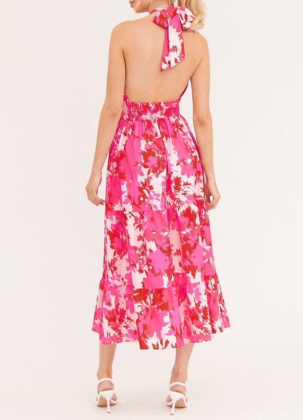 back Robe Maxi Fuchsia Florale