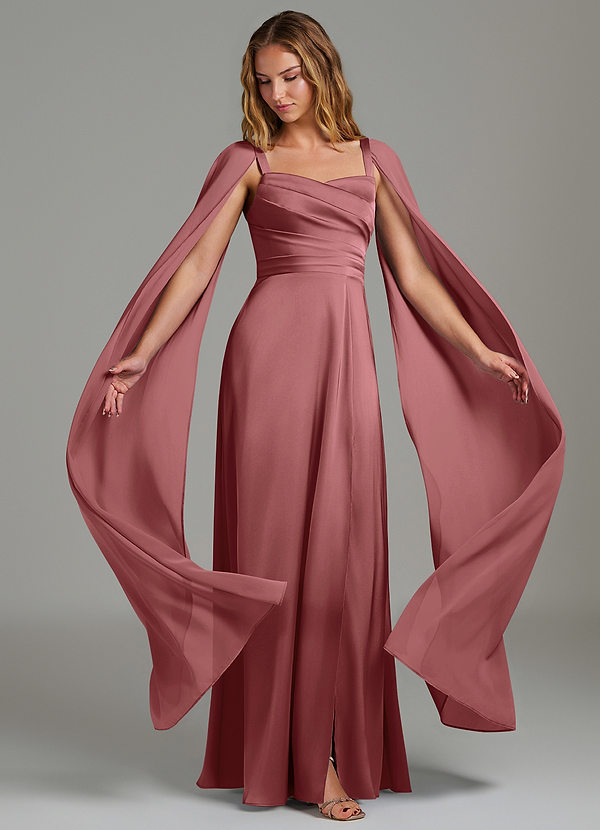 Azazie Niveah Bridesmaid Dresses Amethyst A-Line Strapless Stretch Satin Convertible Dress image1