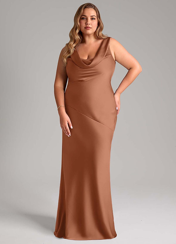 Azazie Rylina Vestidos Dama de Honor Vestido de Bronceador de Satén Elástico de Corte Sirena image1