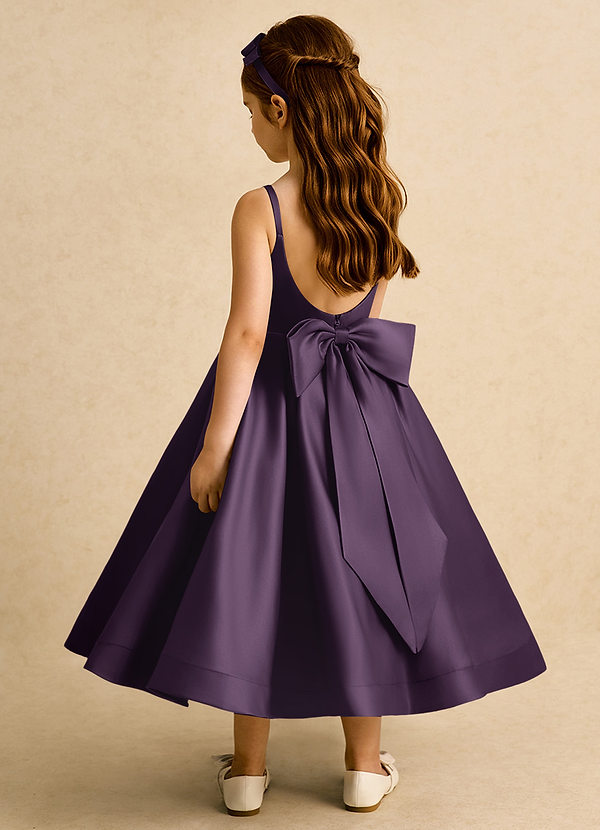 Azazie Babs Blumenkinder Kleider Ballkleid Plissee Matte Satin Kleid Pflaume image1