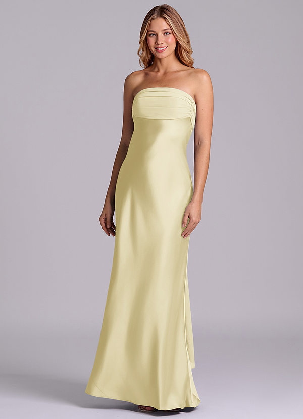 Azazie Ailanie Brudtärneklänningar Klä av Tubklänning i Stretch Satin Axelbandslös Citronsorbet image1