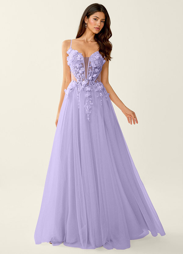 Eulalie Lilla 3D Blomster Korset Blondelukning Gallakjole image1