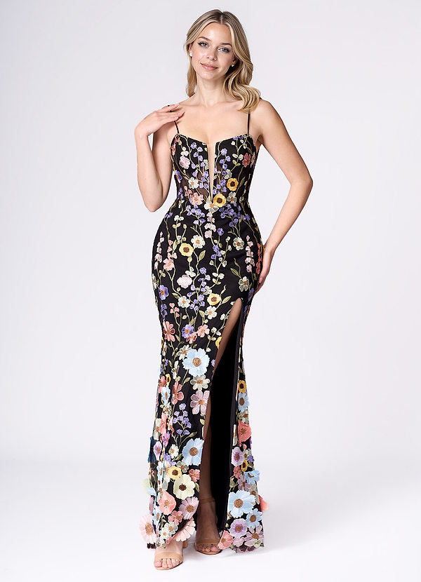 Elowen Black and Multi Floral Dress image1