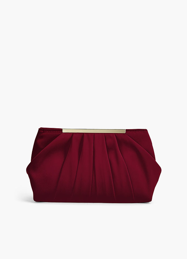 front Farblich passende Clutch aus Stretch-Satin mit Plissee