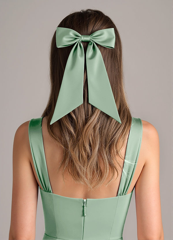 front Bijpassende kleur stretch satijnen strik haarspeld