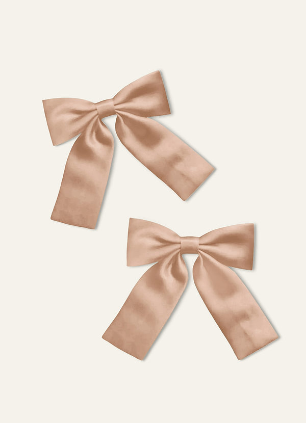 front Conjunto de Presilhas de Cabelo com Laço de Cetim Elástico para Meninas (Pacote com 2)