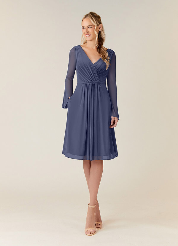 Azazie Teraso Mother of the Brides Dresses Stormy A-Line Pleated Mesh Dress image1