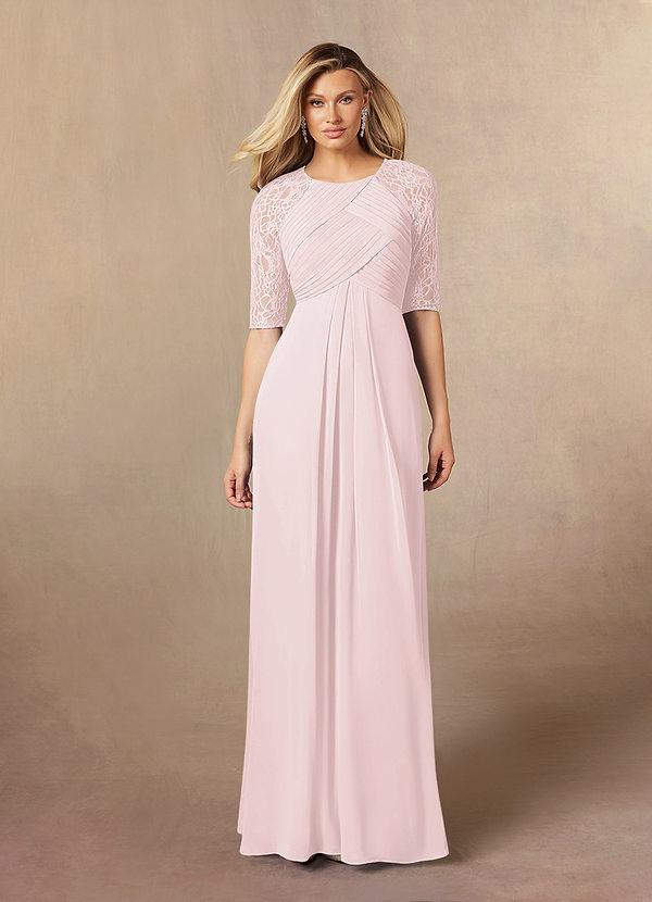 Azazie Barrymore Mother of the Bride Dresses Blushing Pink A-Line Scoop lace Chiffon Dress image1