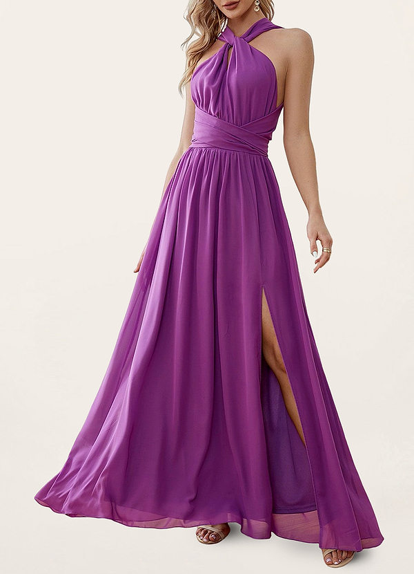 Beyond Classy Purple Halter Maxi Dress Dresses Azazie 9573