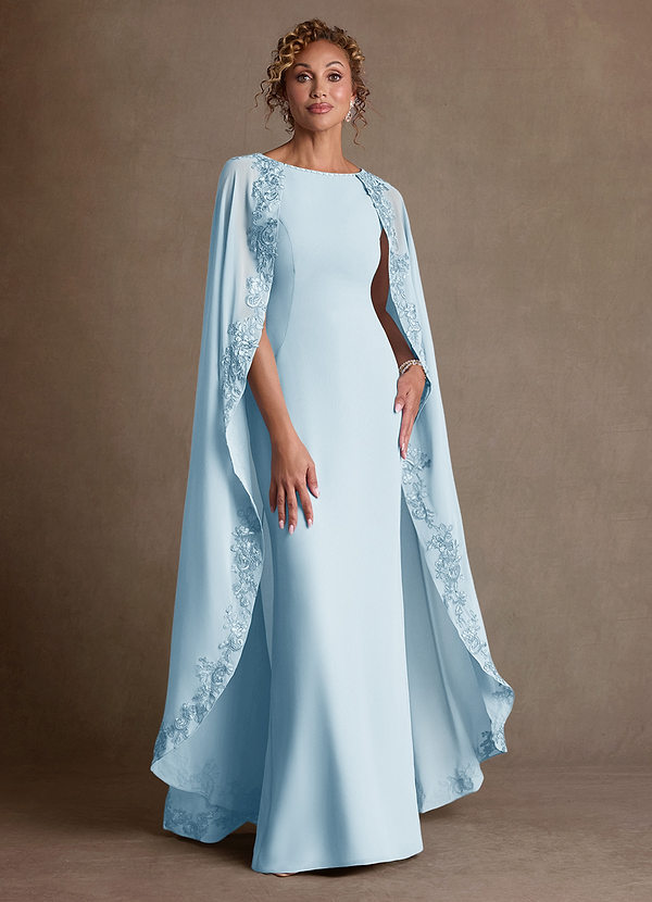 Azazie Artemisia Vestidos de Madre de la Novia Vestido de Azul Cielo de Gasa de Corte Recto con Encaje image1