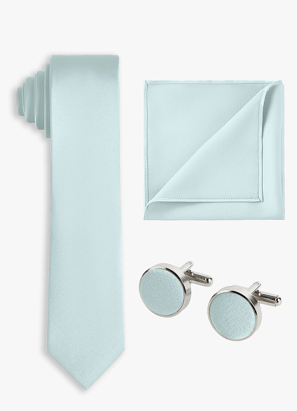 front Matching Color 3-Piece Stretch Satin Skinny Tie Set