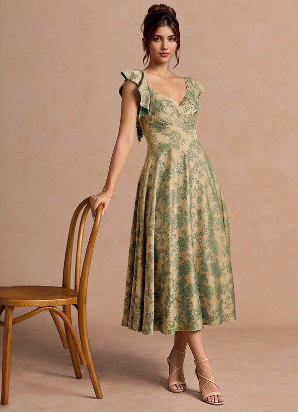 Leilani Green Brown Midi Dress image1