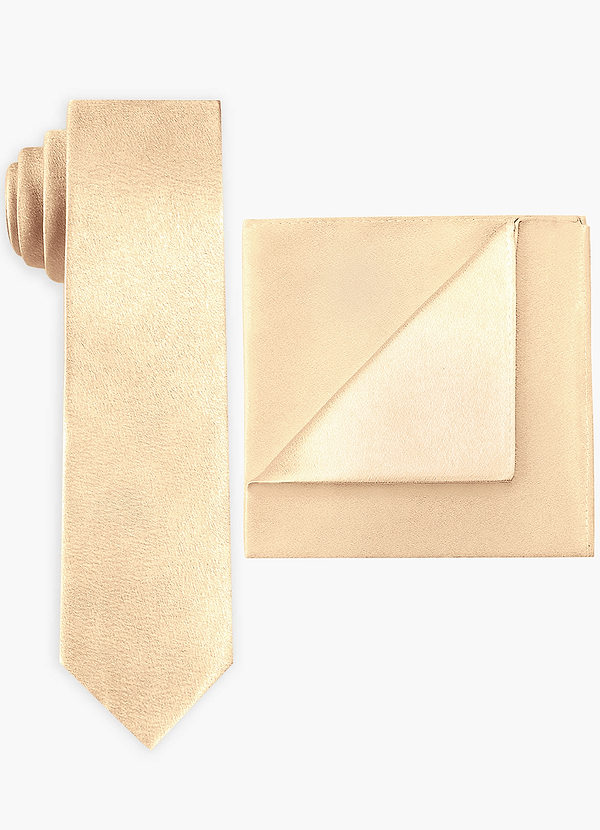 front Metallic Satin Wide Tie and Pocket Square Set