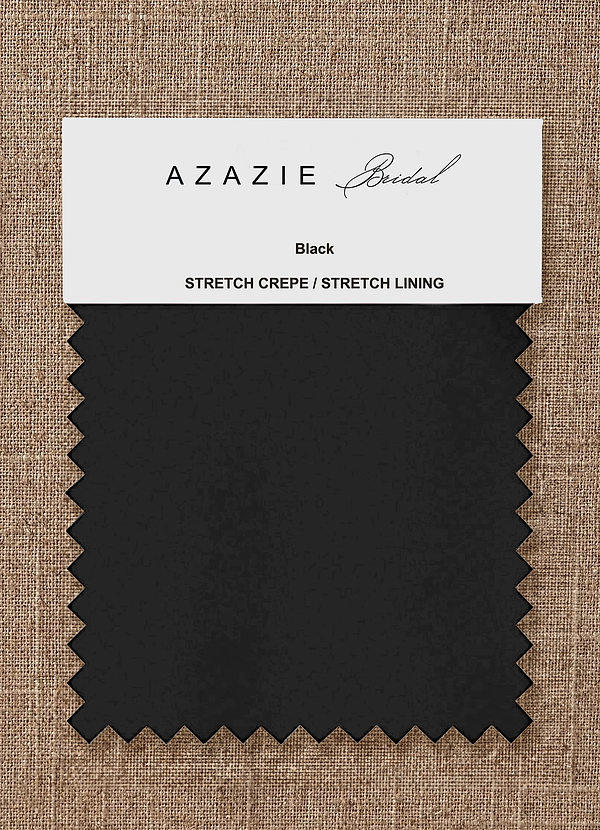 front Azazie Black Bridal Stretch Crepe Swatches