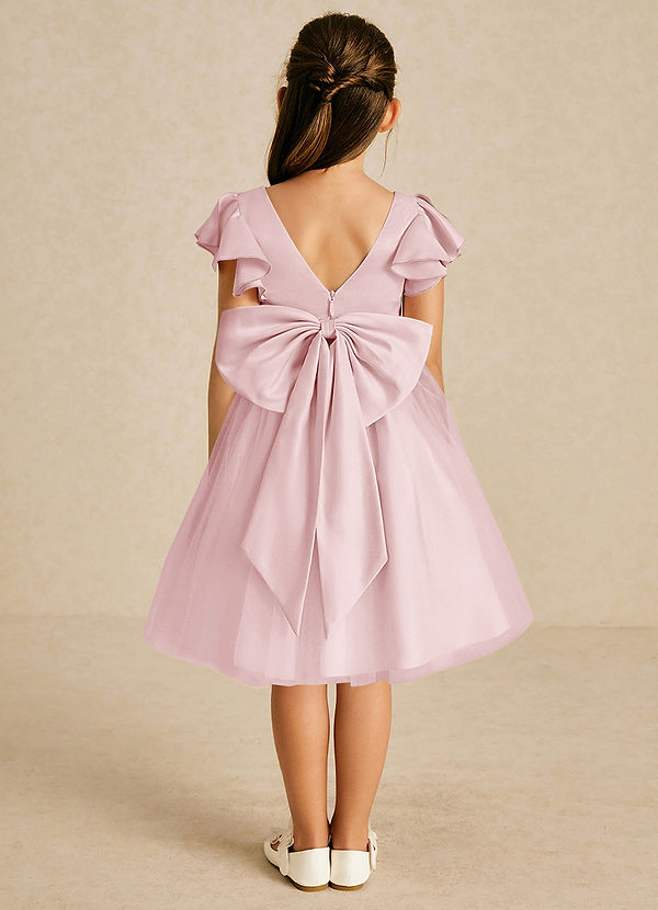 Azazie Kaeya Robes de cortège enfant Robe Trapèze en Tulle Nœud Rose Poudré image1