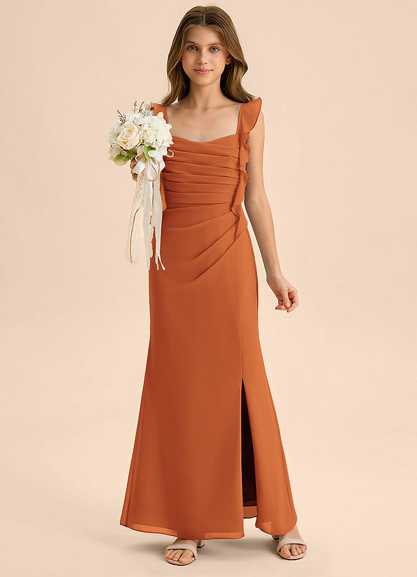 Azazie Jessamine Junior Cinnamon Mermaid Sweetheart Neckline Chiffon Dress image1