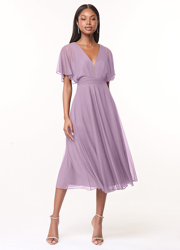 Azazie Tinsley Bridesmaid Dresses Wisteria A-Line Pleated Mesh Dress image1
