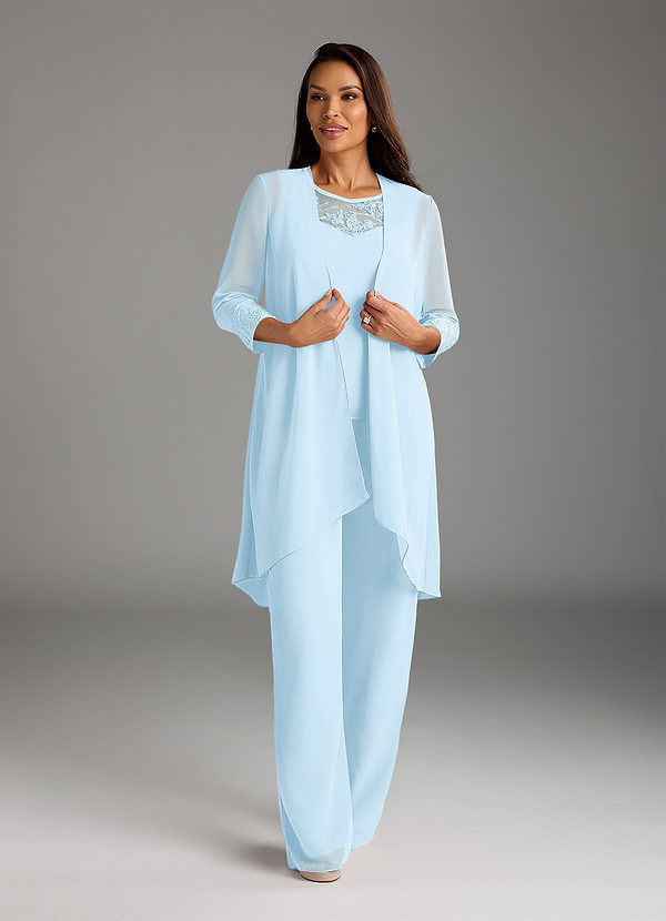 Azazie Maura Mother of the Brides Dresses Sky Blue Jumpsuit/Pantsuit Sequins Chiffon Dress image1