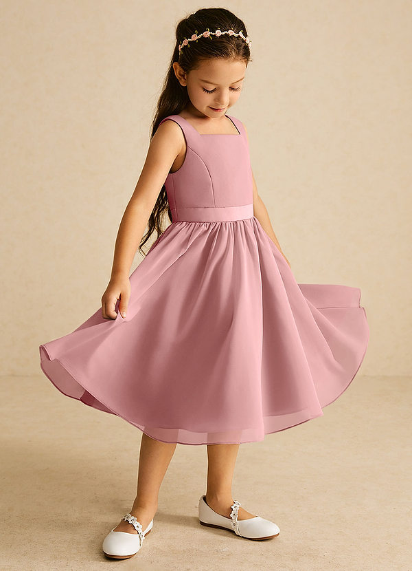 Azazie Ari Flower Girl Dresses Dusty Rose A-Line Sleeveless Chiffon Dress image1