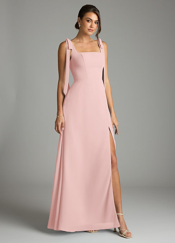 Azazie Debra Bridesmaid Dresses Powder Pink A-Line with Pockets Chiffon Convertible Dress image1