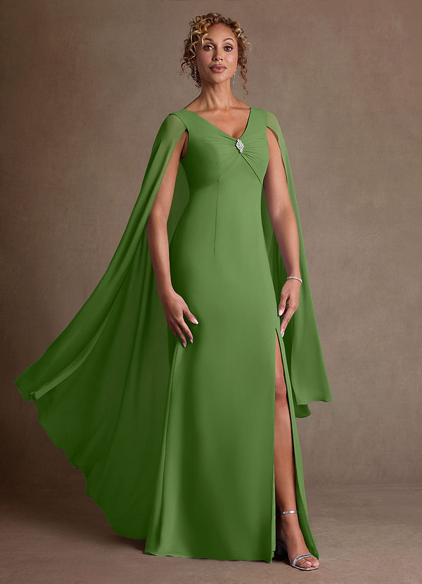 Azazie Boudica Mother of the Brides Dresses Basil A-Line Pleated Chiffon Dress image1