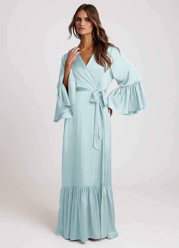 front Mist Long Bridal Ruffle Robe