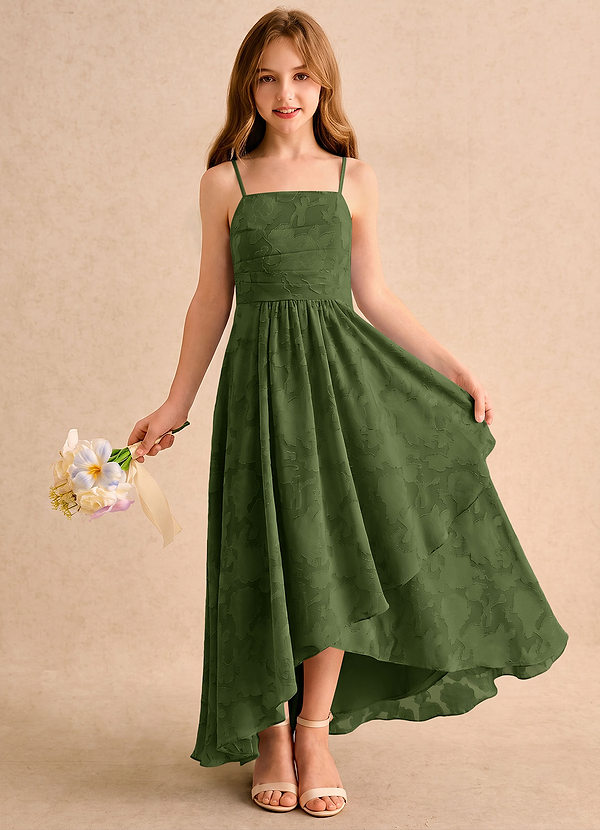 Azazie Twilight Girls Formal Blommflicksklänningar Klänning A-linje i Blommig Utbrändhet Plisserad image1