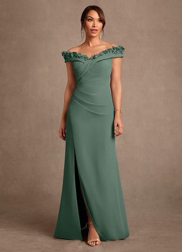 Azazie Jettie Kjoler til brudens mor Skede Plisseret Chiffon Gulv-længde Kjole image1